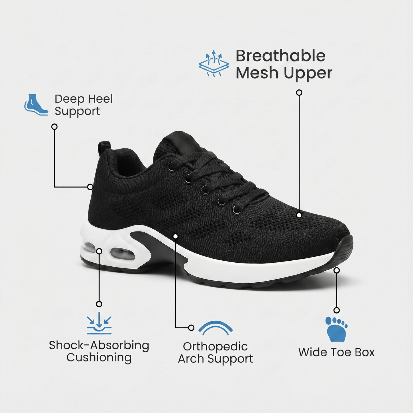Sizura™ 12-Hour Shift Shoes for All-Day Foot, Knee & Back Pain Relief