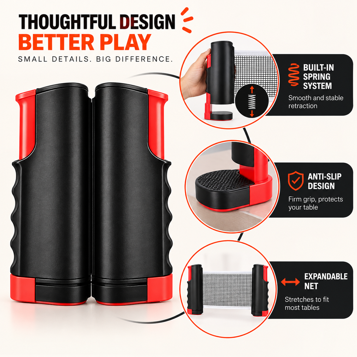 SmashDock Pro – Portable Table Tennis Set for Any Table